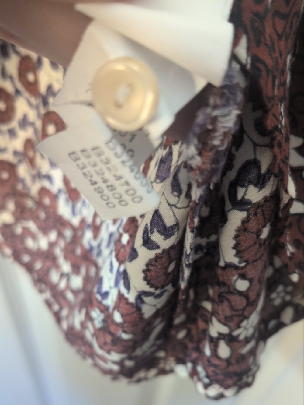 Lucky Brand Brown, Cream & Purple Floral Boho Tunic, Size Medium - Picture 4 of 12